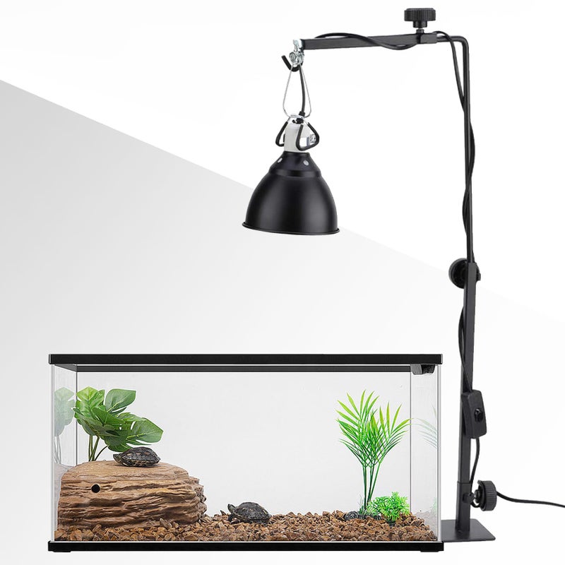 Hamiledyi Adjustable Reptile Lamp Stand 15"-25" Metal Bracket - Heavy-Duty Heat/UVB Light Holder for Reptile Terrariums, Turtle Tanks & Amphibian Habitats - Image 1